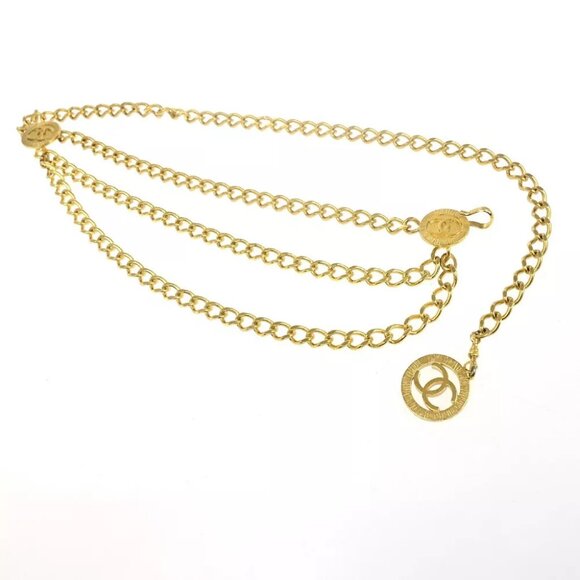 CHANEL CC Logo Coin Medallion Charm Chain Belt Gold GHW Accessory - Picture 2 of 7